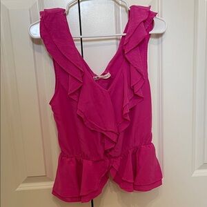 The Impeccable Pig Vibrant Pink Ruffle Blouse
